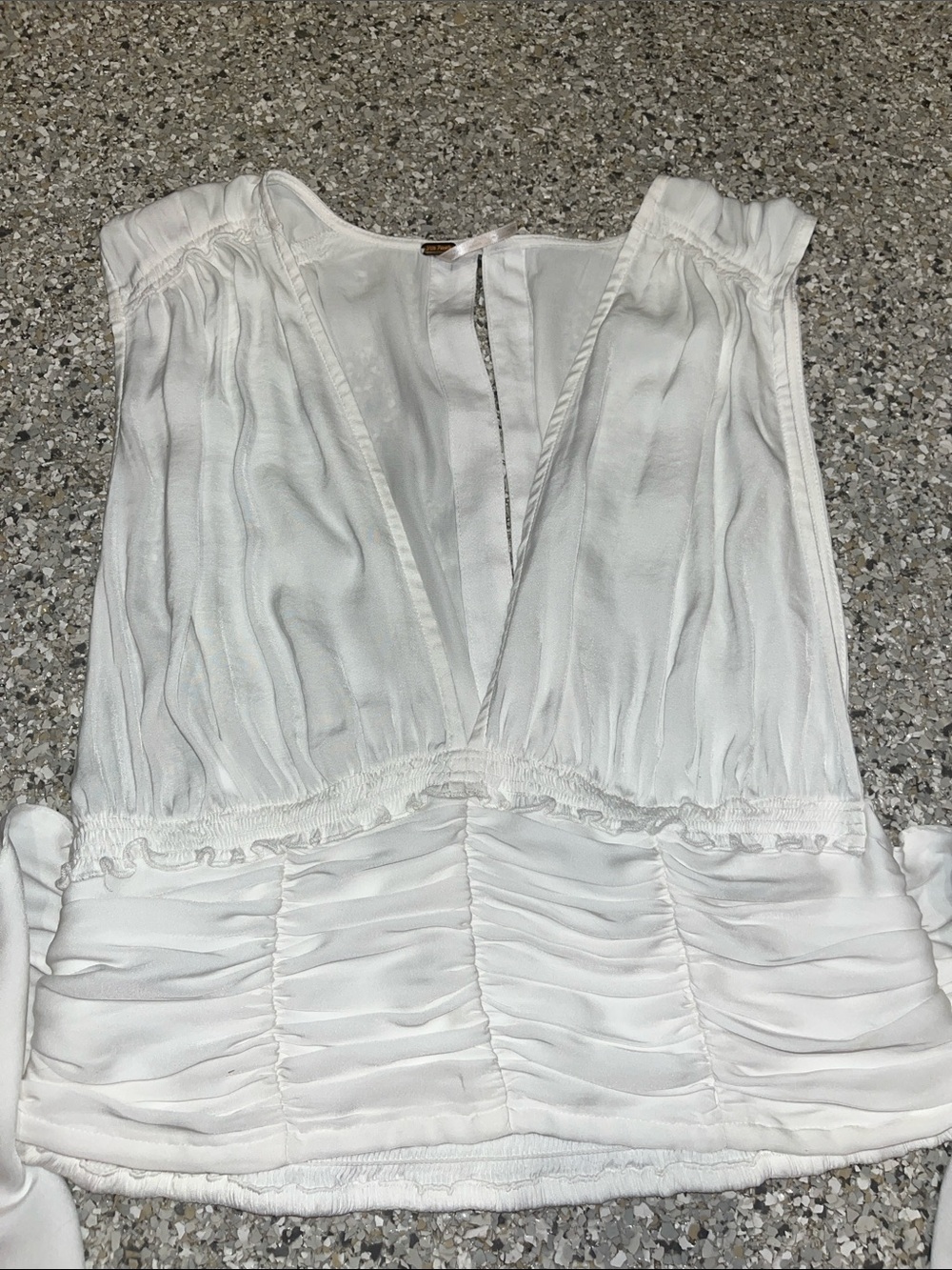 Free People White Tie-Sleeve Ruched V-Neck Crop Top